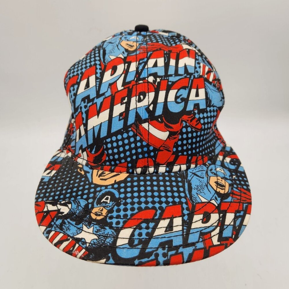 Captain America Cap All Over Print Hat‎ Cap 2009 Marvel Comics Fitted S/M